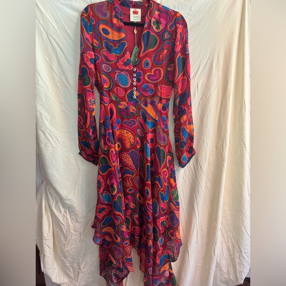 Farm Rio  Lisa Print  Red Midi Dress Anthropologie NEW XS - Picture 5 of 11